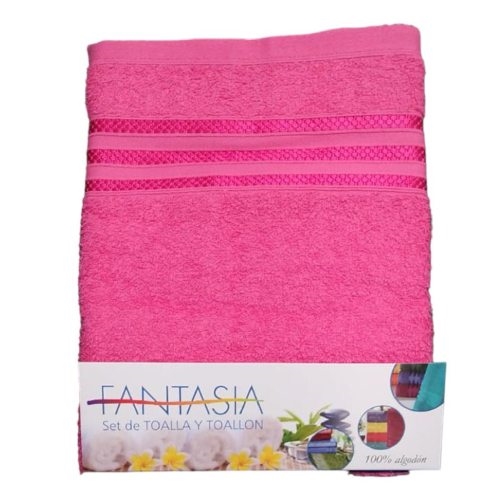 Fantasía - JGO. TOALLA Y TOALLON 380 GRS FANTASIA FUCSIA