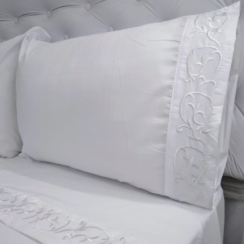 Picaso - SABANA FAJA BORDADA 600 H QUEEN COLOR BLANCO