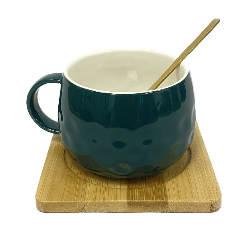 - HOME BAZAR CERAMICA TAZA/ CUCHARA/PLATO K472 - PETROLEO