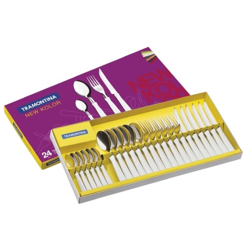 - Cubiertos 24Pz. New Kolor Blanco Tramontina 23199/862