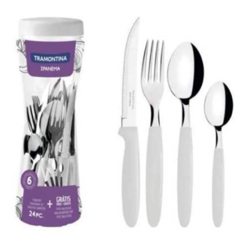 - Cubiertos (En Frasco) 24Pz. Ipanema Blanco Tramontina 23399/891