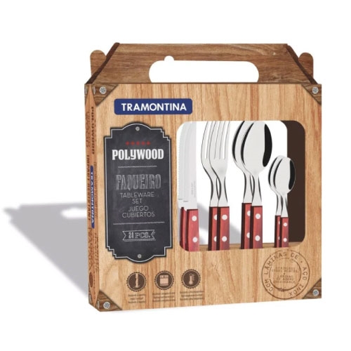 - Cubiertos 24Pz. Polywood Rojo Tramontina 21199/705