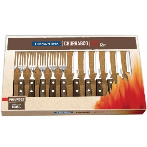 - Juego P/Asado 12Pz. Polywood Marrón Tramontina 21199/903