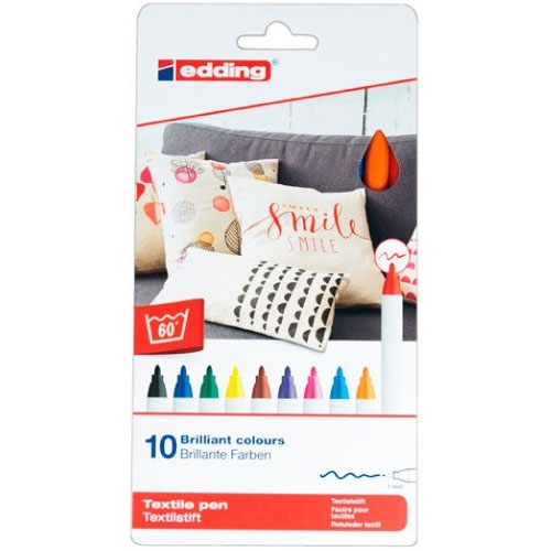 Edding - Estuche marcadores para tela edding x 10 colores